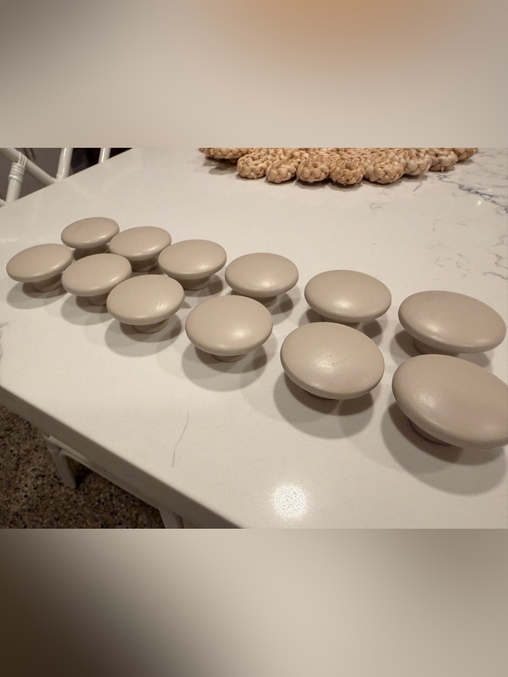 Beige Round Wooden Cabinet Knobs (Set of 12)